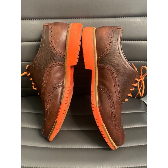 COLE HAAN Mens BROWN ORANGE Wing Tip Great Jones Oxford Shoes Leather Size 9M - Picture 12 of 12